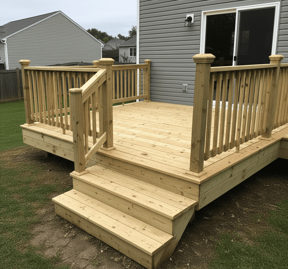 Cypress Composite Deck with Built-in Seating - Image 1